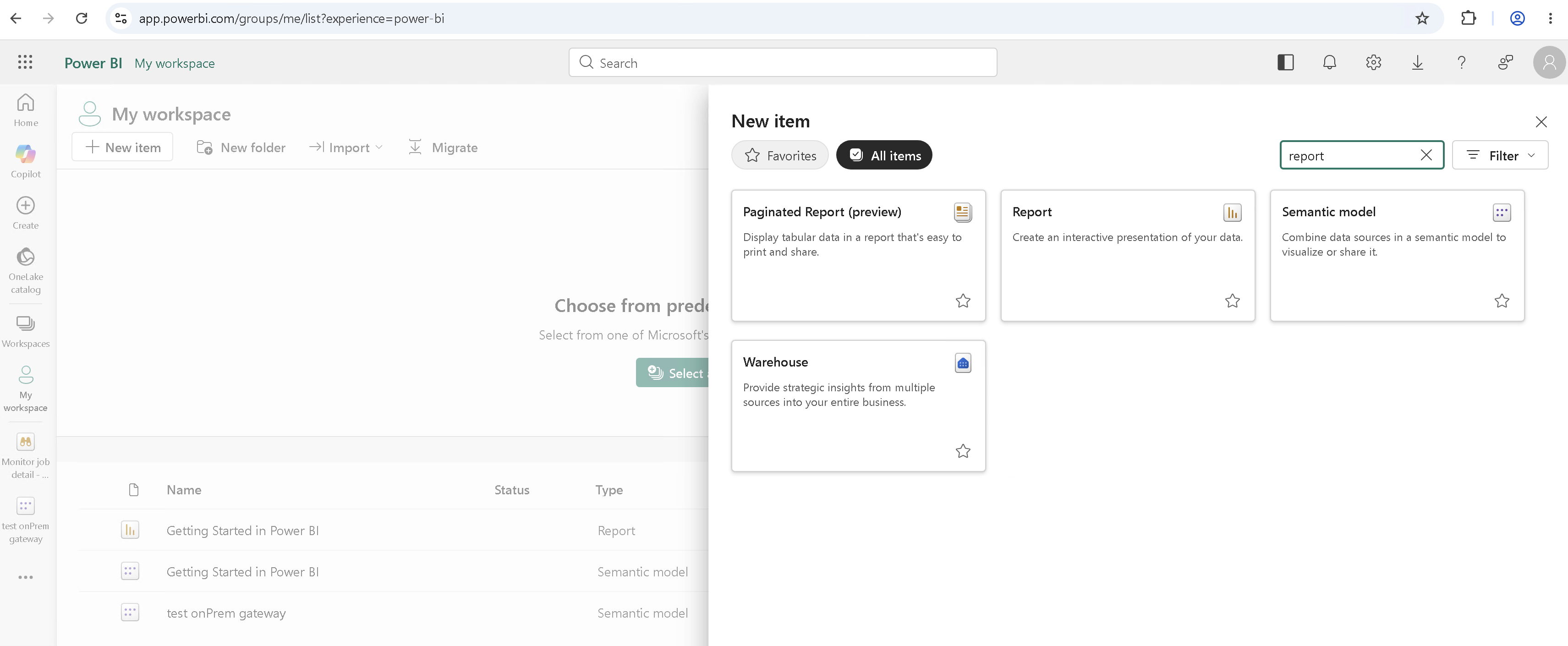 3- go to your workspace and create as example a Sematic Model and click on get data.png