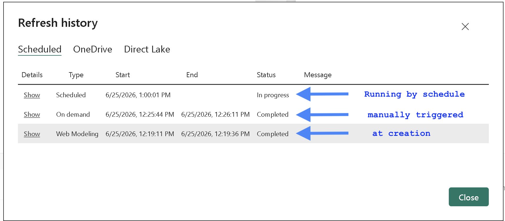 11- you can see when the refresh kick in the evidence in the dashboard, and you can see it as well from the refresh history tab- 2.png